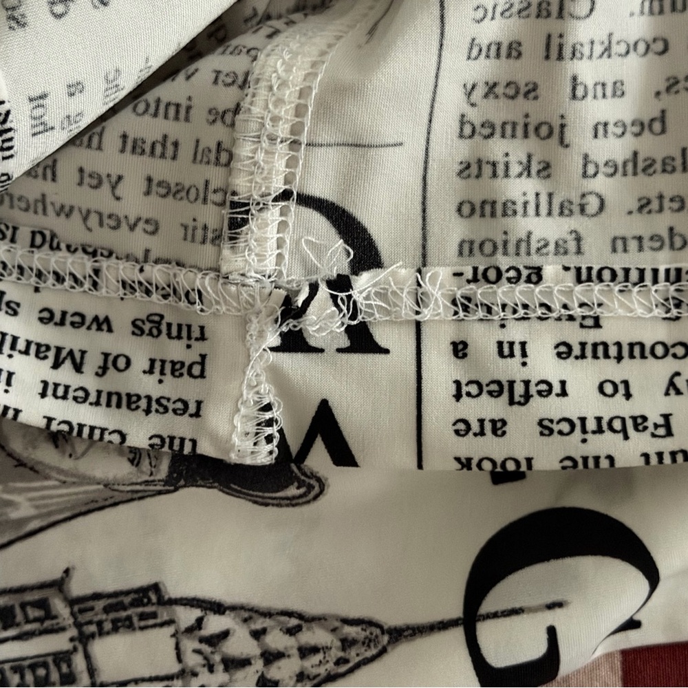 John Galliano Black and White Text Print Top - Picture 6 of 6